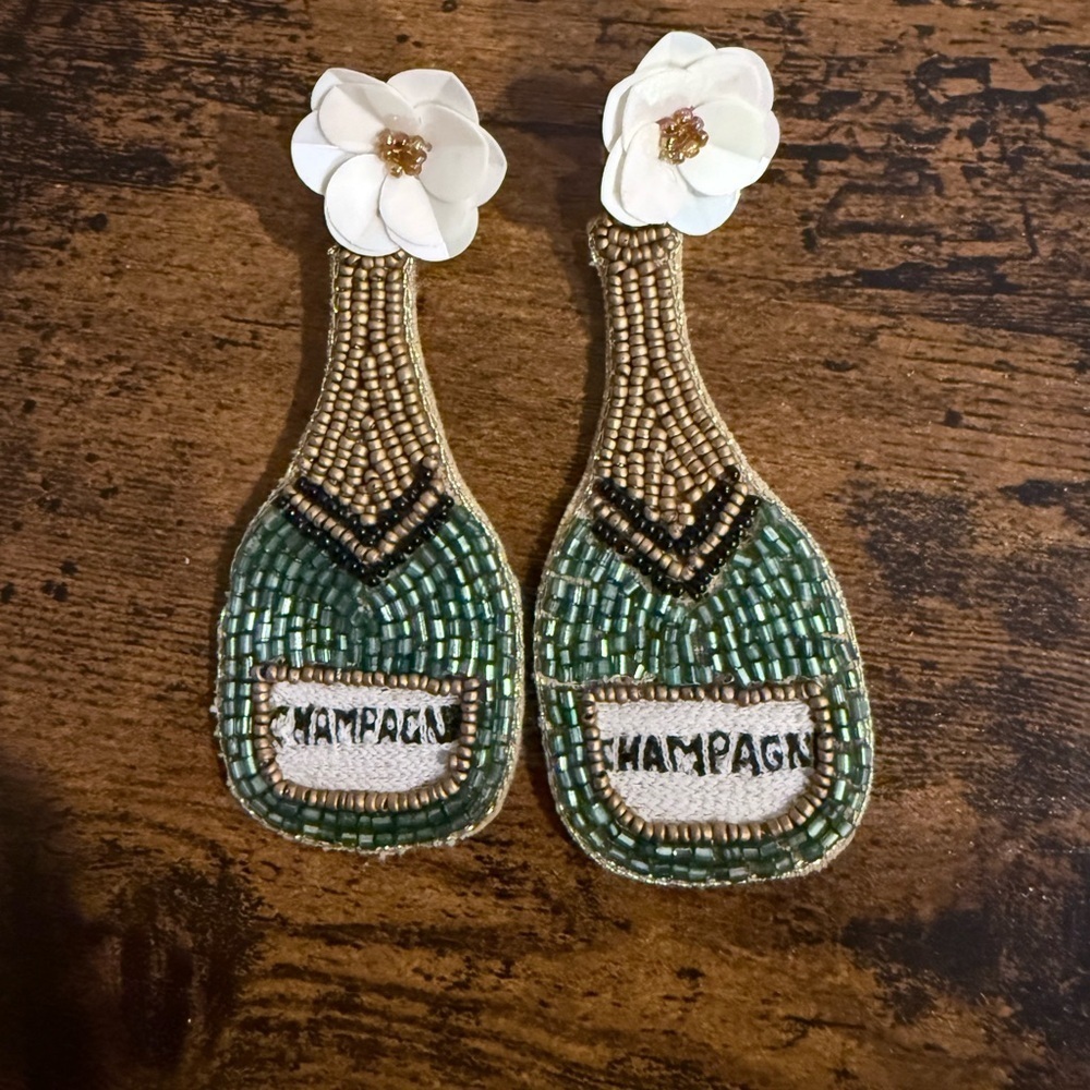 Beaded Champagne Bottle Earrings​​​